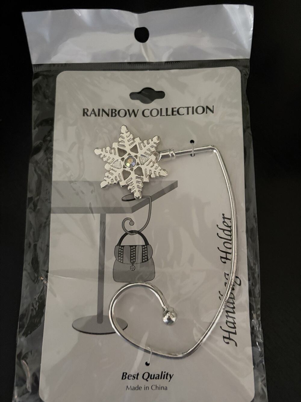 Cross Handbag Holder Silver Tone Snowflake